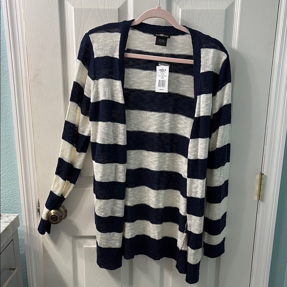 *NEW It’s Our Time Navy and White Striped Lightweight Cardigan